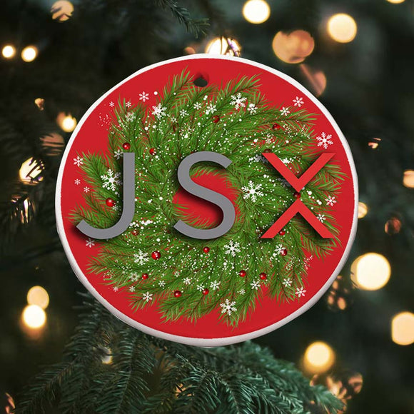 JSX Wreath Round Ceramic Ornaments
