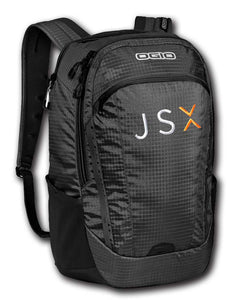 JSX Embroidered Grey And Red Logo Backpack