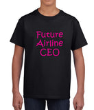 Future Airline CEO Kids T-shirt with pink lettering