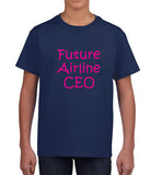 Future Airline CEO Kids T-shirt with pink lettering