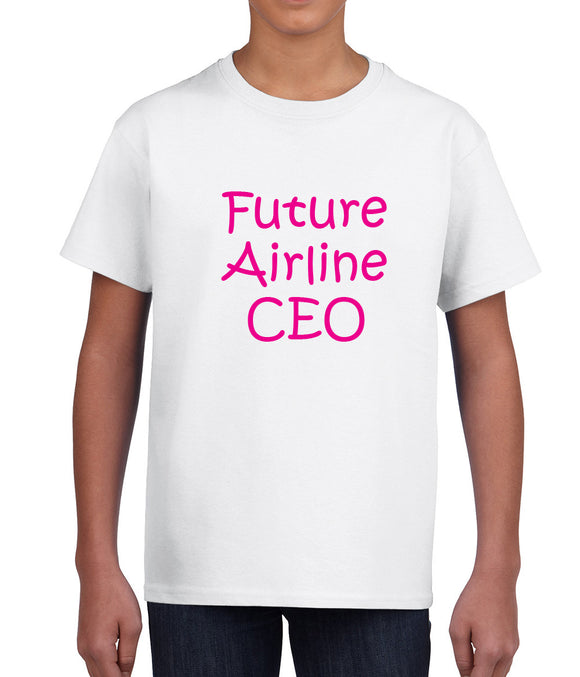 Future Airline CEO Kids T-shirt with pink lettering