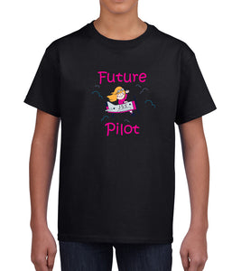 Future JSX pilot Kids T-shirt with pink lettering