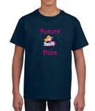 Future JSX pilot Kids T-shirt with pink lettering