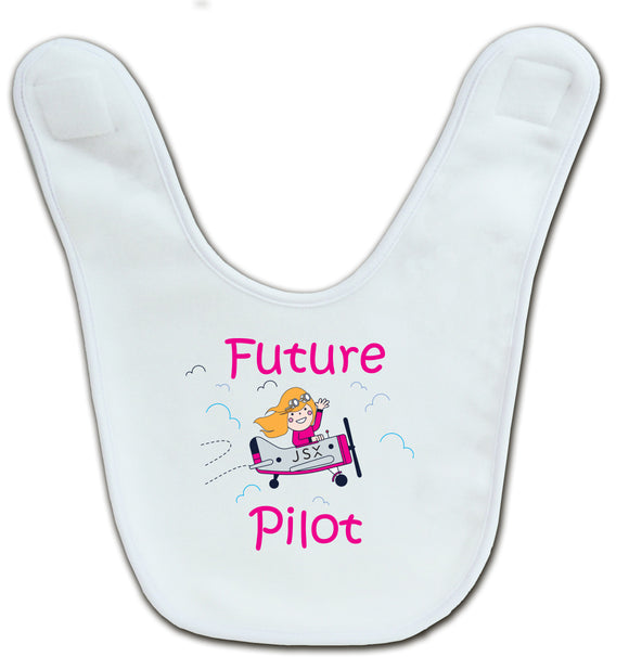 Future JSX pilot baby girl or baby boy bib