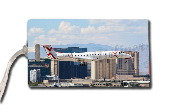 JSX plane landing in Las Vegas bag tag