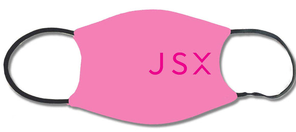 JSX logo in pink on pink face mask